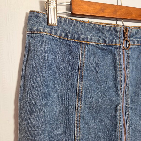 Forever 21 Size 27 Medium Wash Denim Blue Full Zip Casual Mini Skirt - Picture 3 of 8